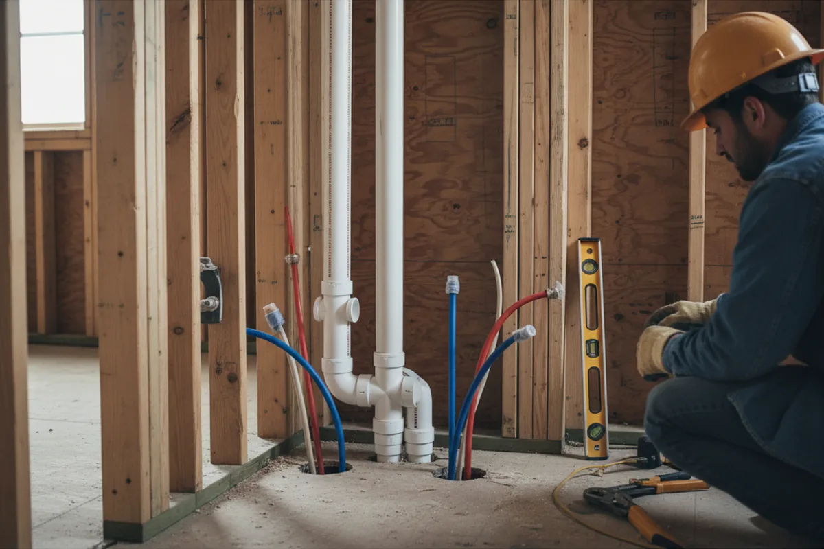 Drain and supply rough-in during Drain Cleaning in Guys Mills